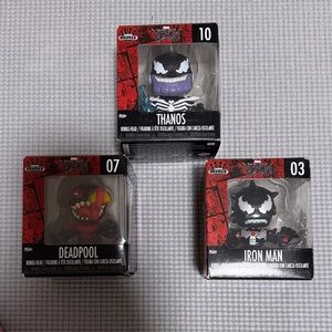 Funko Venomized Thanos, Deadpool, and Iron Man Figures